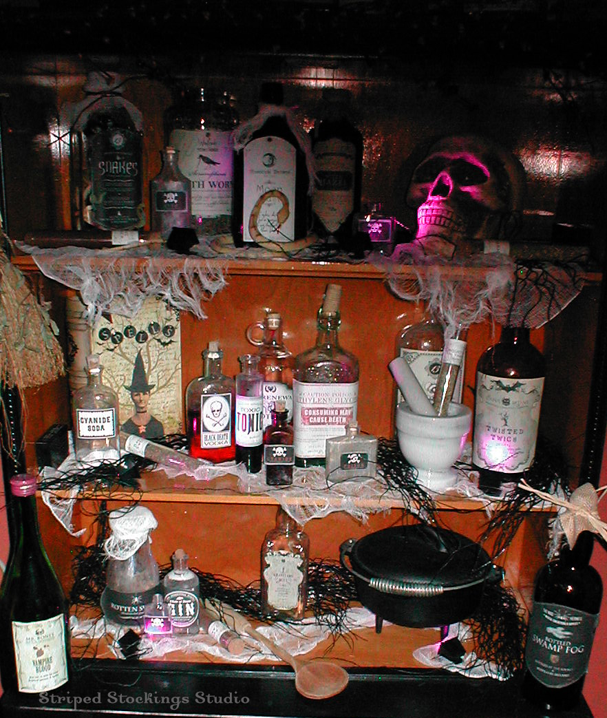 Halloween Witch's Potions Cabinet Display